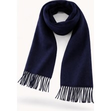 Külah Erkek Lacivert Kışlık Viskon Atkı Klasik Kaşkol