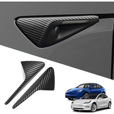 Ramm Tesla Model Y - Model 3 Yan Kamera Çerçeve Kapağı - Karbon Kaplama - Hw3.0 - 2 Adet - Mat Siyah