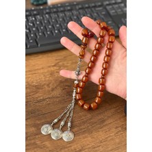 Tesbihkenti Ağa Boy Kahverengi Sıkma Kehribar Tesbih