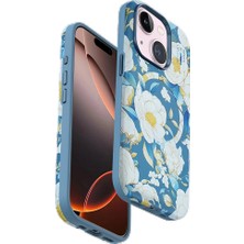 Genel Tedarik iPhone 15 Plus Flower Series Magsafe Kapak - MAVI-(5796) - EMTHBA6814-5633