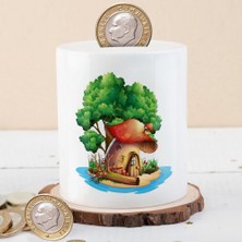 Asilmeydan Ağaçtan Mantar Ev Para Birikim Kumbarası-1308-3334