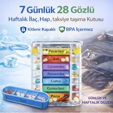 Coofbe Bpa Içermez Haftalık Hap Saklama Kutusu 4 Bölmeli 28 Gözlü Kilitli Kapaklı Hap Kutusu