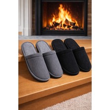 ModaFrato 2'Lİ PAKET FİTİLLİ DÜZ Erkek Terlik Ev Terliği