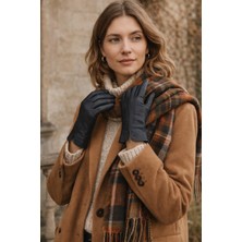 Külah Kadın İçi Yün Astarlı Hakiki Deri Eldiven - Siyah