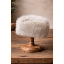 Külah Kadın Tüylü Premium Kürklü Kalpak Şapka - Krem