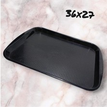 abnturk 25 Adet Kırılmaz Servis Tepsisi 36X27 Kaydırmaz Iç Yüzeyi Pütürlü Fastfood Cafe Restaurant Tip Tepsi