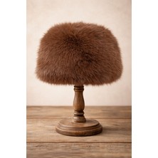 Külah Kadın Tüylü Premium Kürklü Kalpak Şapka - Kahve