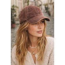 Külah Soluk Efektli Fitilli Dokulu Kadife Şapka - Kahverengi