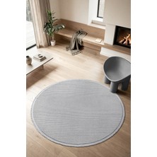 Colore Home Liya Gri Bukle Yuvarlak Halı Kaymaz Taban Salon Antre Koridor Halısı Daire Halı 1063