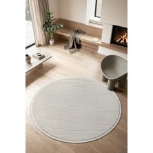 Colore Home Liya Krem Bukle Yuvarlak Halı Kaymaz Taban Salon Antre Koridor Halısı Daire Halı 1063