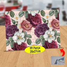 Asilmeydan Pembe Renkli Romantik Çiçekler 99 Parça Puzzle Yapboz Tablo-9197