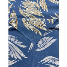 Elna Kumaş Indigo Zemin Tüy Desenli Viskon Kumaş – Akışkan, Hafif ve Zarif Dokulu (150 cm En) ELNV97