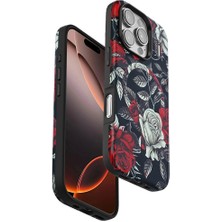 Khayra iPhone 16 Pro Flower Series Magsafe Kapak - SIYAH-(5796) - ESZAOC9938-7994