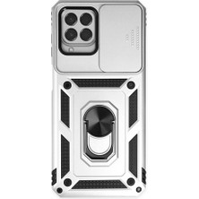 SHN Samsung Galaxy M33 Kılıf Pars Lens Yüzüklü Silikon - GÜMÜŞ-(5796) - TJAILD3696-3548