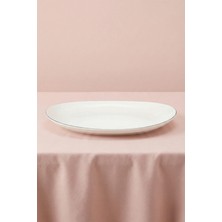 Soley Ceyda | Platin Kenarlı Porselen Kayık Tabak (30 Cm)