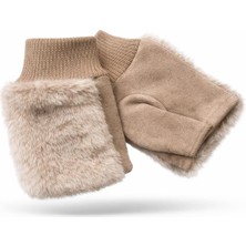 Külah Kadın Suni Kürklü Parmaksız Eldiven - Vizon