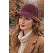 Külah Soluk Efektli Fitilli Dokulu Kadife Şapka - Bordo