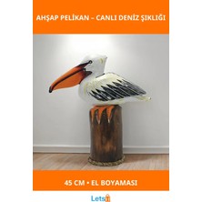 Letsii El Boyaması Ahşap Pelikan 45 cm Dekoratif Figür