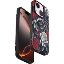 iPhone 15 Plus Flower Series Magsafe Kapak - SIYAH-(5796) - EMTHBA1915-8402