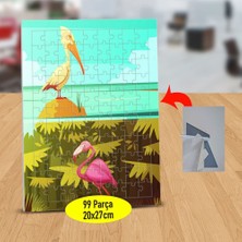 Asilmeydan Sevimli Leyle ve Flamingo 99 Parça Puzzle Yapboz Tablo-128416434