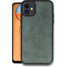 Genel Tedarik iPhone 11 Kılıf Aras Deri Kapak - Koyu YEŞIL-(5796) - EMTHBA5807-9123