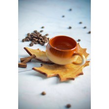 Narçiçeği Takı ve Hediyelik Eşya Çınar ve Defne Yaprak Figürlü El Yapımı Çay Kahve Fincan Seti