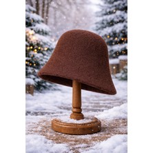 Külah Kadın Premium Cloche Şapka Kışlık Boho Bucket Hat - Acı Kahve