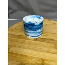 Mavi Beton Kapta Amber Gül Soya Wax Mum | Premium Dekoratif Mum