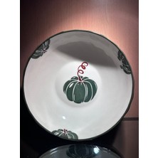 KH Seramik Salata Kasesi Sunum Kasesi Kabak Deseni ile 25 cm Çapında