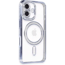 Genel Tedarik iPhone 16 Kılıf Joke Simli Magneticsafe Kılıf - MAVI-(5796) - EMTHBA1625-1075