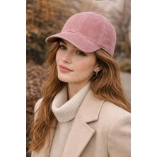 Külah Soluk Efektli Fitilli Dokulu Kadife Şapka - Pembe