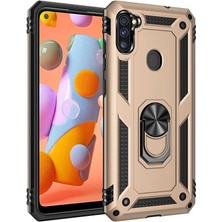 Khayra Samsung Galaxy A11 Kılıf Sofya Yüzüklü Silikon Kapak - GOLD-(5796) - ESZAOC8466-3588