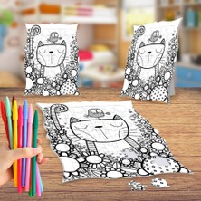 Asilmeydan Kedi ve Kuş Boyama Puzzle Tablo Çocuk Eğitici Yapboz