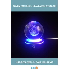 Letsii Usb'li Astronot Tasarımlı Dönen Cam Küre 8cm