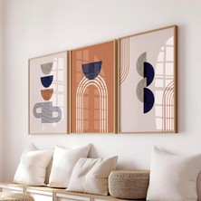 Pam Studio Modern Geometrik Duvar Tablosu 3’lü Set | Minimalist Soyut Poster Dekorasyonu