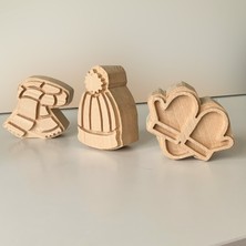 Arkaik Craft Kış Konsept Ahşap Baskı Kalıbı Atkı Bere Eldiven