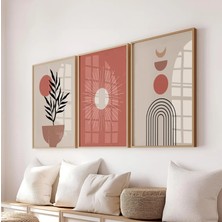 Pam Studio Boho Tarzı Modern Minimalist 3’lü Poster Seti – Soyut Desenli Dekoratif Duvar Tablosu