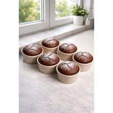 6 Adet Seramik Sufle Kabı Beyaz Çapı 9 CM