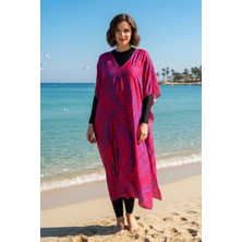 Remsa Mayo Remsa Tesettür Mayo Üzerine Tasarım Tek Kaftan Pareo RDP26 Narçiçeği
