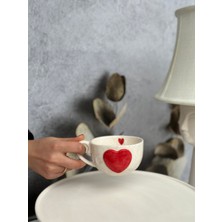 MeGgdecor 1 Adet Kırmızı Kalp Seramik Bardak