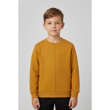Luess Unisex Çocuk Dikiş Detaylı 3 Iplik Hardal Sweatshirt 8-9 Yaş