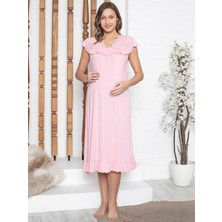 Limissi Imissi Ohusa Gecelik Fırfırlı Aplikeli  Pijama Takımı - Pembe L / Xxl