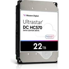 Wd Ultrastar, WUH722222ALE6L4, 3.5&amp;quot;, 22TB, 512MB, 7200 Rpm, 7/24 Enterprise, Data Center-Güvenlik-Nas-Server, HDD (Dc HC570) (0F48155) (Türkiye Distribütörü Garantili)