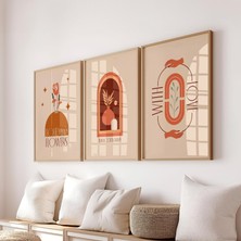 Pam Studio Boho Çizgiler Poster Seti – Modern Minimalist 3’lü Tablo Duvar Dekoru