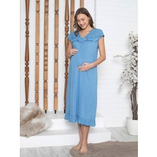 Limissi Imissi Ohusa Gecelik Fırfırlı Aplikeli  Pijama Takımı - Mavi Xs / M