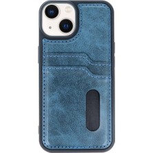 Genel Tedarik iPhone 14 Kılıf Sara Kartvizitli Deri Kılıf - LACIVERT-(5796) - EMTHBA1170-4013