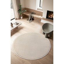 Colore Home Liya Bej Bukle Yuvarlak Halı Kaymaz Taban Salon Antre Koridor Halısı Daire Halı 1063