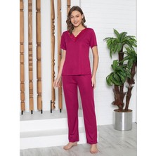 Limissi Imissi Dantelli V Yaka  Pijama Takımı - Kırmızı Xs / M