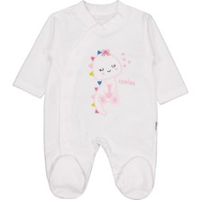 Mini Damla Minidamla Zürafa Nakış Çıtçıtlı 1-6 Ay Tulum - Ekru 6-9 Ay