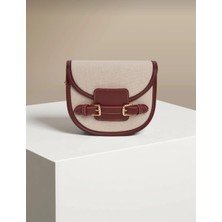 Özüm Takı Çanta Kadın Hasır Desenli Bordo Omuz Kol ve El Çantası